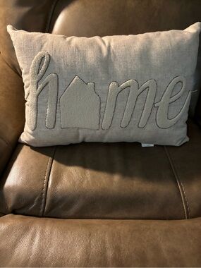 Better Homes And Gardens Gray Embroidered "home" Accent Pillow